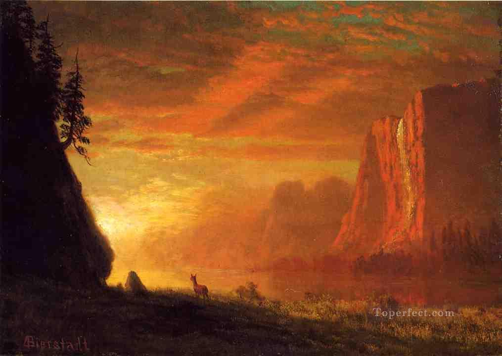 Deer at Sunset Albert Bierstadt Oil Paintings